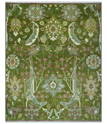 The Peacock Garden Bird Hand Knotted Custom Made Wool Area Rug.