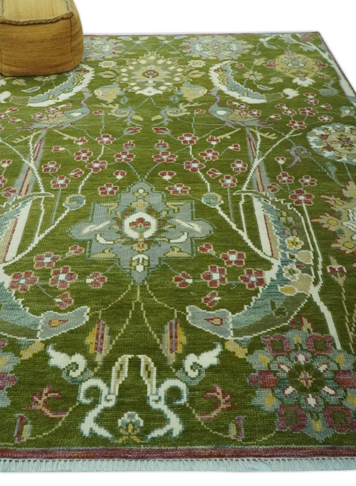 The Peacock Garden Bird Hand Knotted Custom Made Wool Area Rug.
