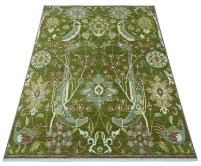 The Peacock Garden Bird Hand Knotted Custom Made Wool Area Rug.