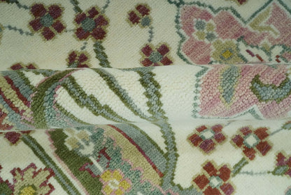 The Peacock Garden Ivory and Green Bird Hand Knotted Multi size Wool Area Rug.