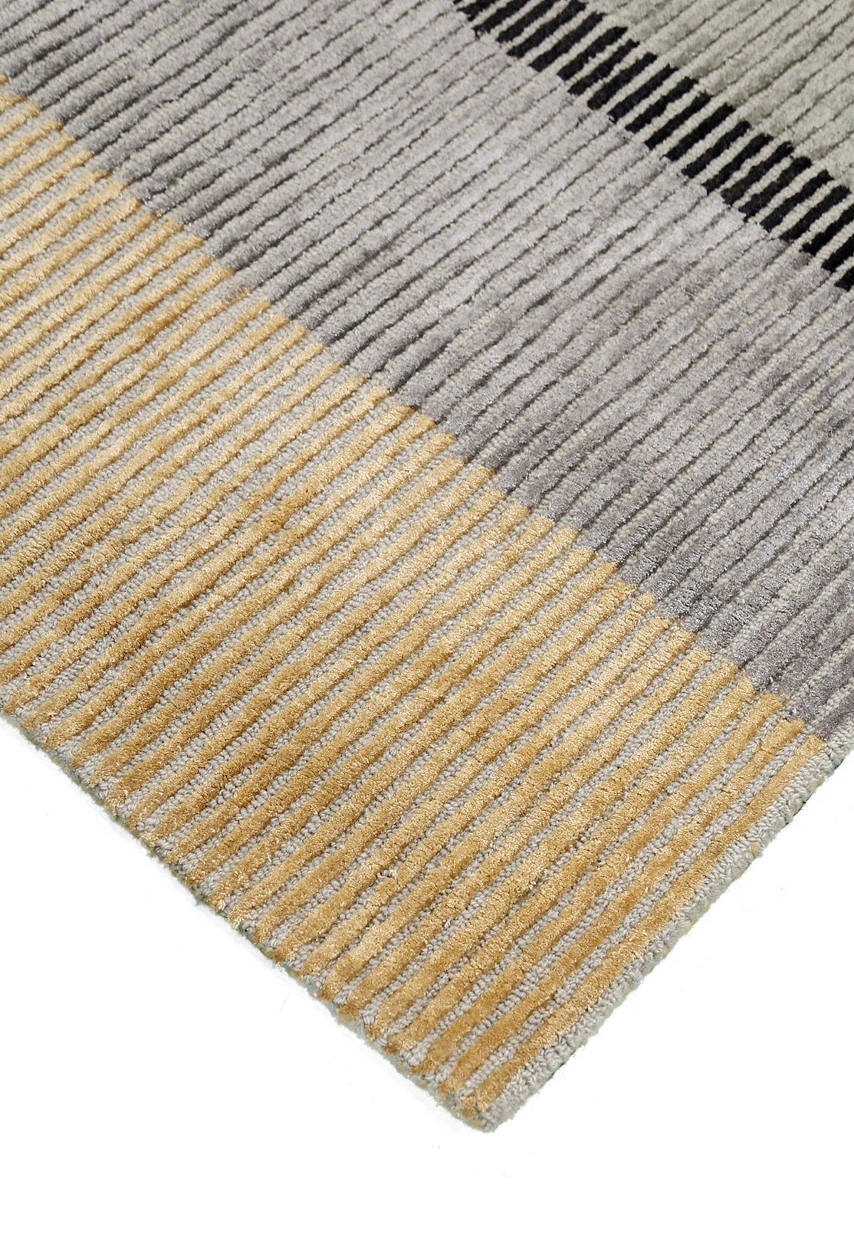 Ticktack Modern Ripple Gray Hand Tufted Wool Area Rug.