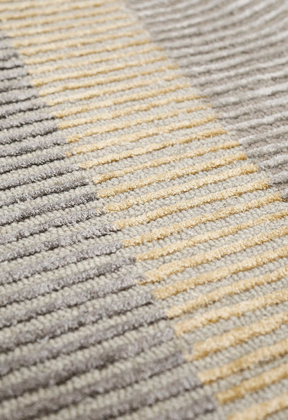 Ticktack Modern Ripple Gray Hand Tufted Wool Area Rug.