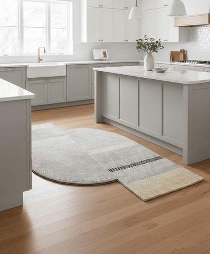 Ticktack Modern Ripple Gray Hand Tufted Wool Area Rug.