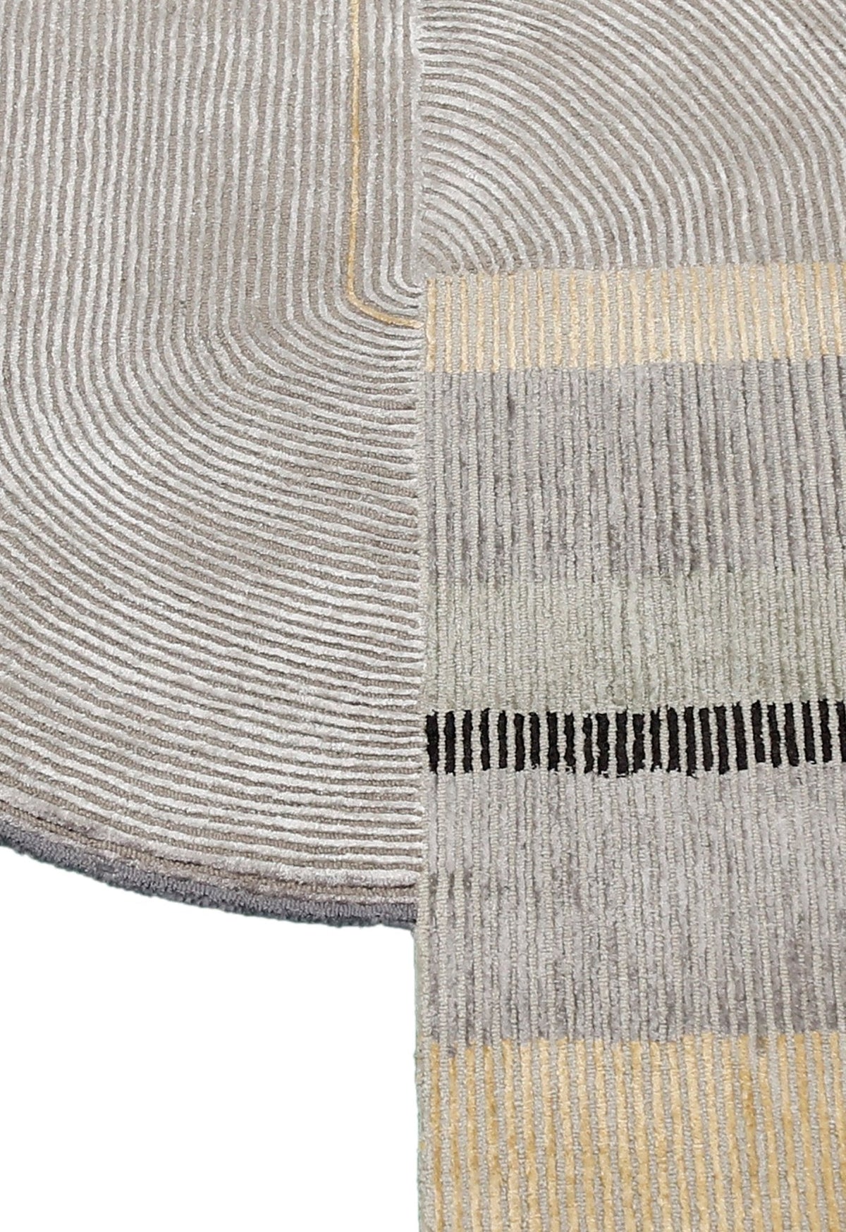 Ticktack Modern Ripple Gray Hand Tufted Wool Area Rug.