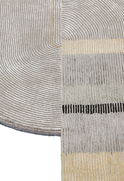 Ticktack Modern Ripple Gray Hand Tufted Wool Area Rug.