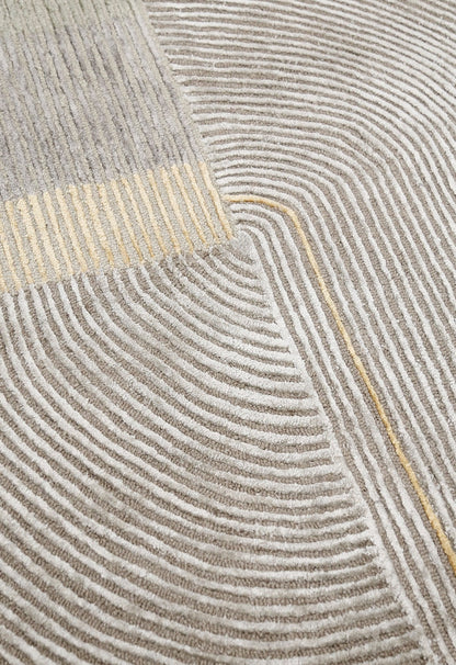 Ticktack Modern Ripple Gray Hand Tufted Wool Area Rug