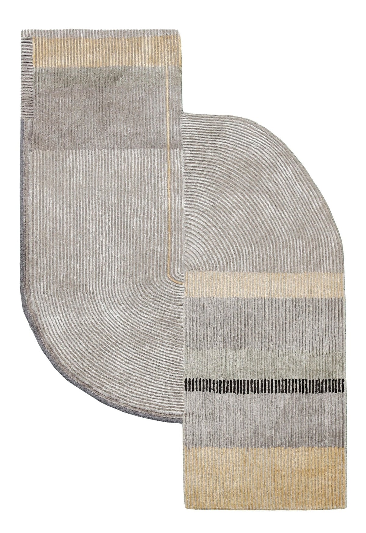 Ticktack Modern Ripple Gray Hand Tufted Wool Area Rug.