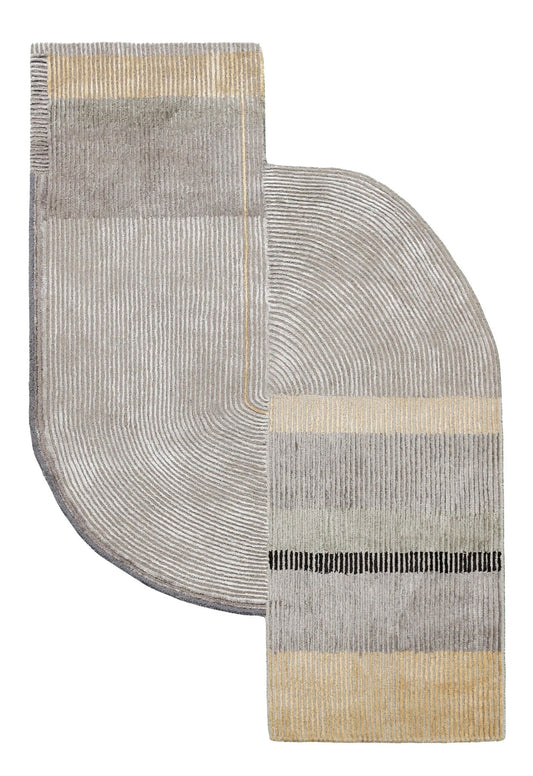 Ticktack Modern Ripple Gray Hand Tufted Wool Area Rug.