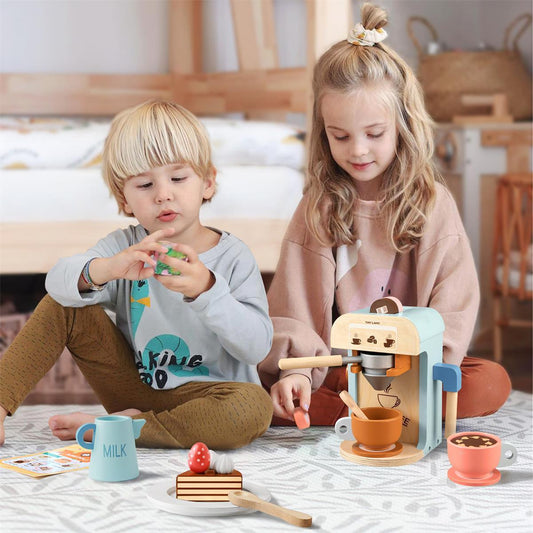 Tiny Land® Wooden Kids Play Coffee Maker Set