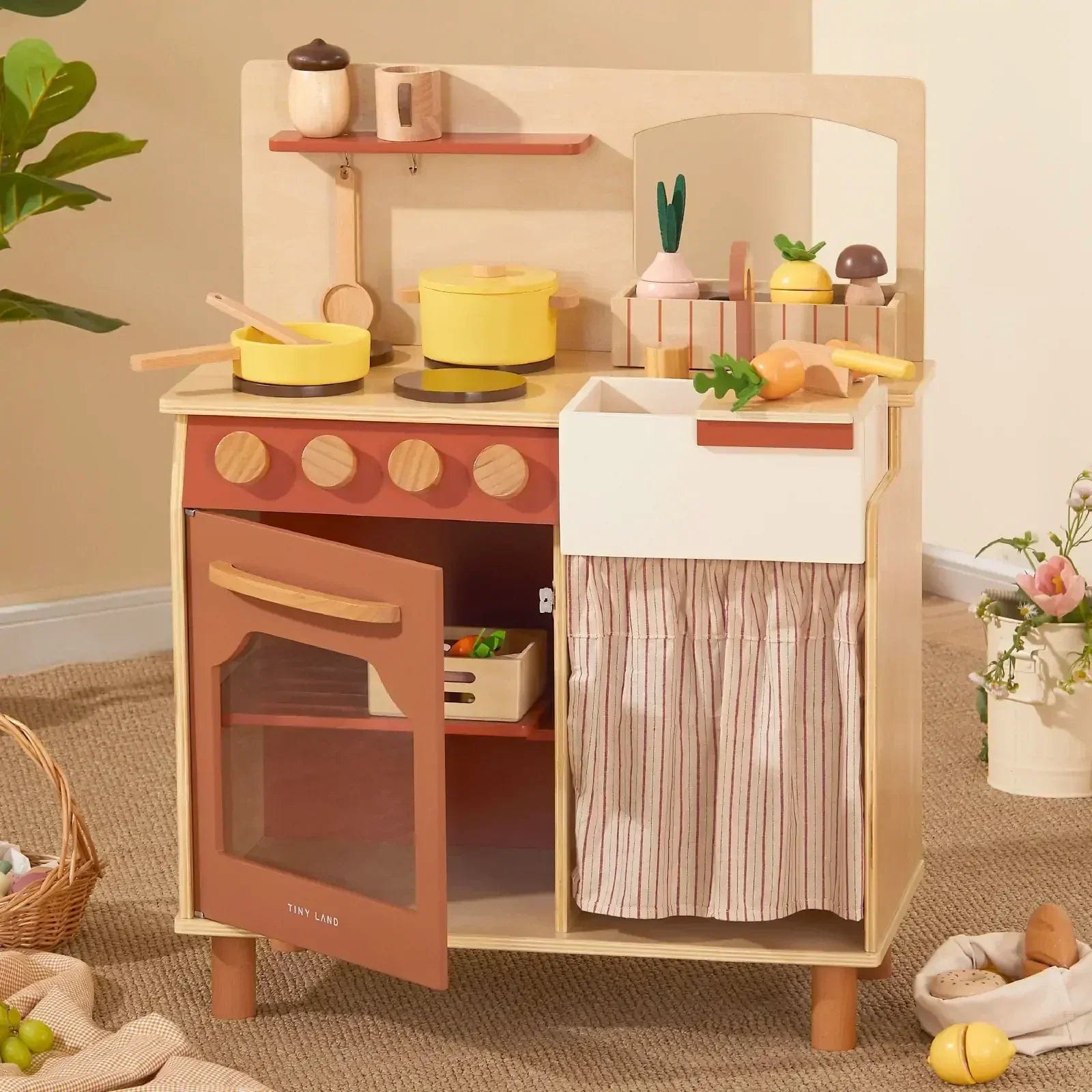 Tiny Land Toy Tiny Land® Modern & Versatile Wooden Kids Play Kitchen