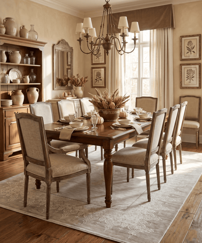 Traditional Brown and Ivory Antique Finish Art Silk Area Rug.