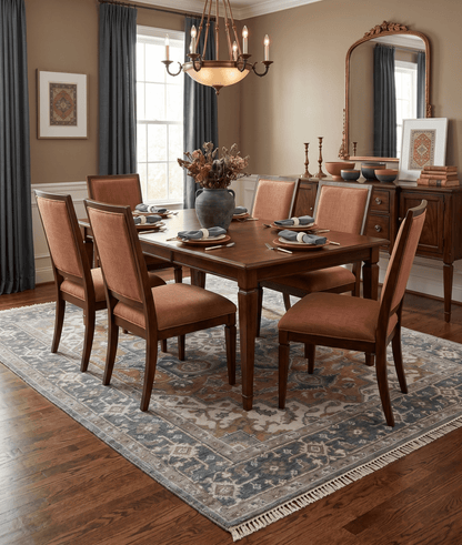 Traditional Distressed Brown And Gray Hand Knotted wool Area Rug.