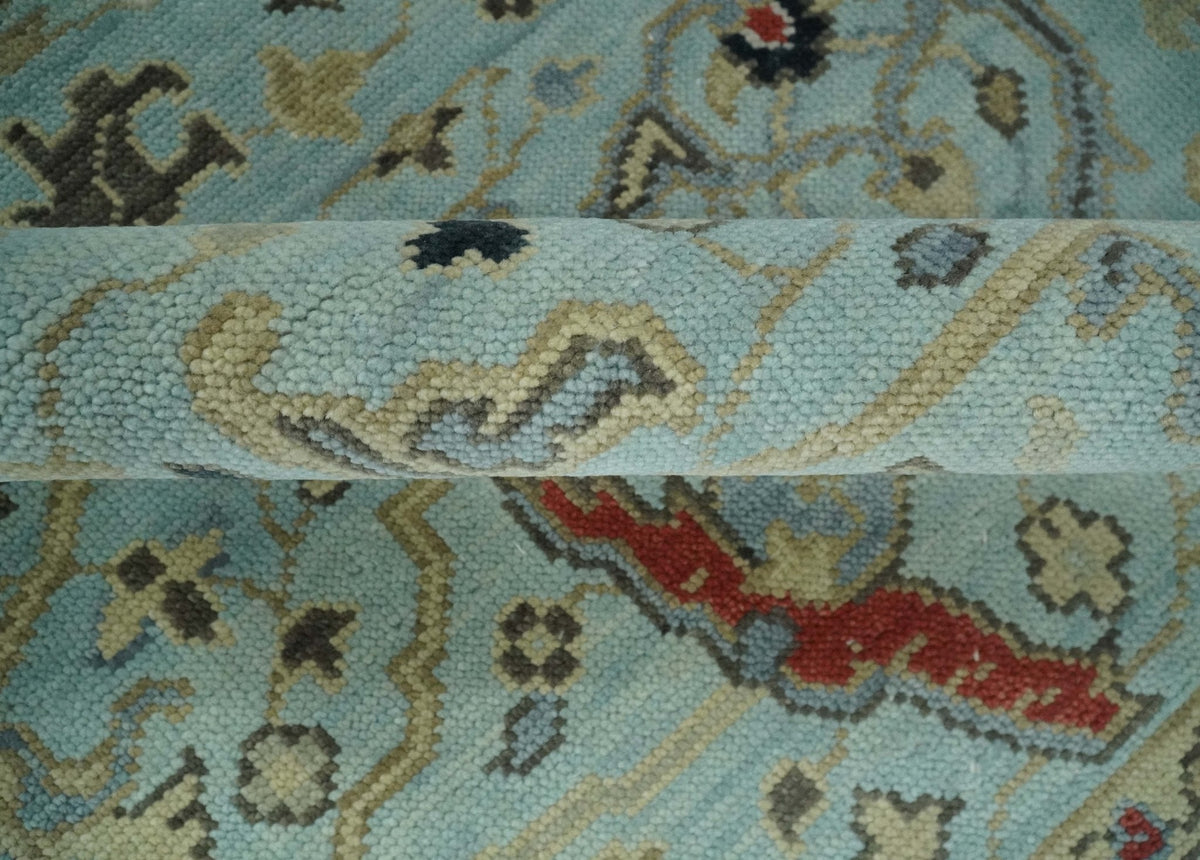 Traditional Floral Blue, Ivory and Beige Oriental Oushak Multi size wool Area Rug.