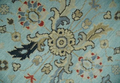 Traditional Floral Blue, Ivory and Beige Oriental Oushak Multi size wool Area Rug.