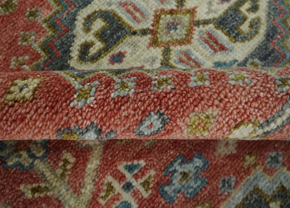 Traditional floral Rust, Charcoal and Beige Mamluk design Custom Made wool Area Rug.