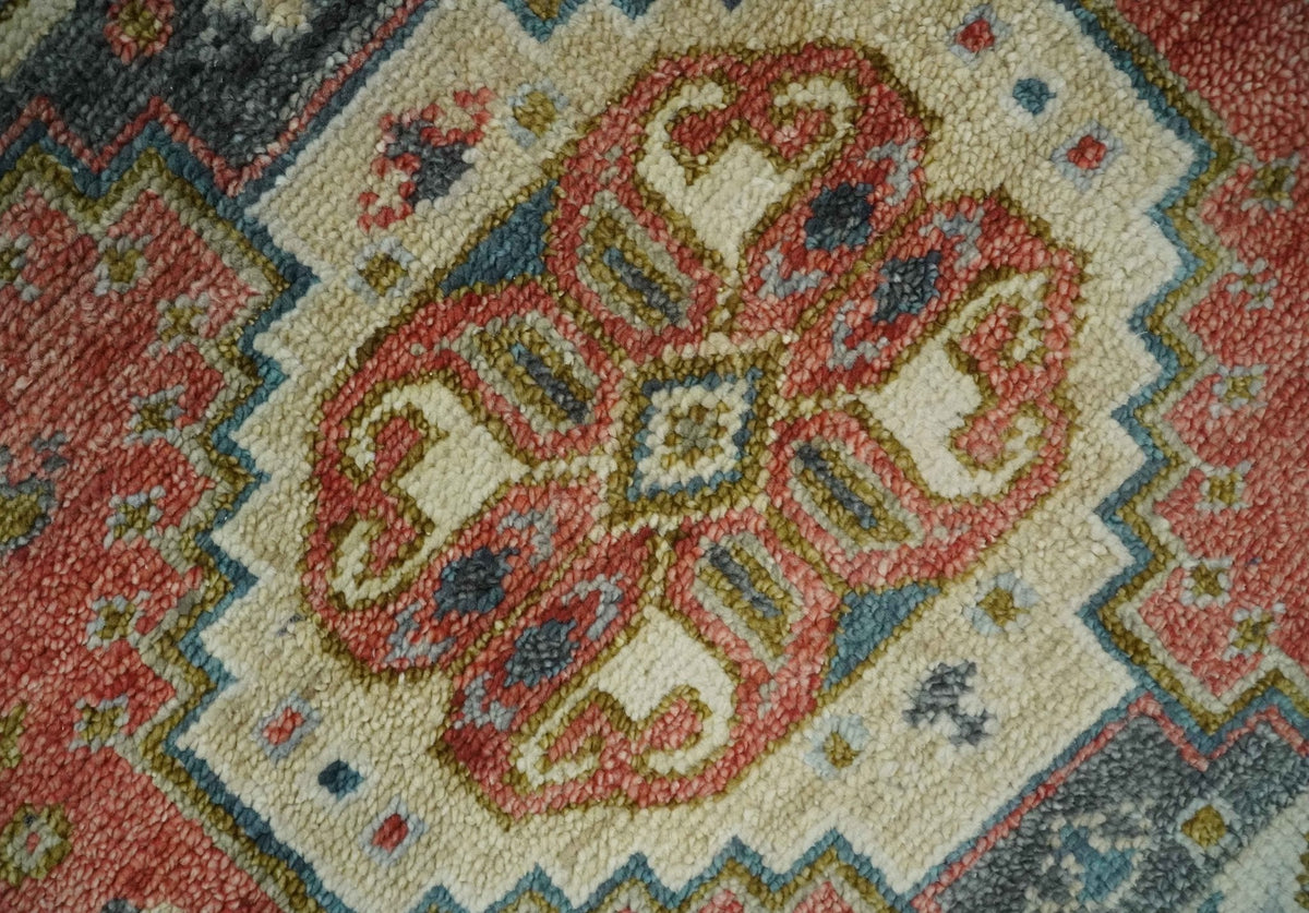 Traditional floral Rust, Charcoal and Beige Mamluk design Custom Made wool Area Rug.