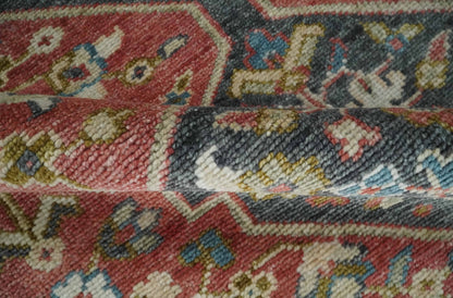 Traditional Floral Rust, Charcoal and Ivory Hand knotted Custom Made wool Area Rug.