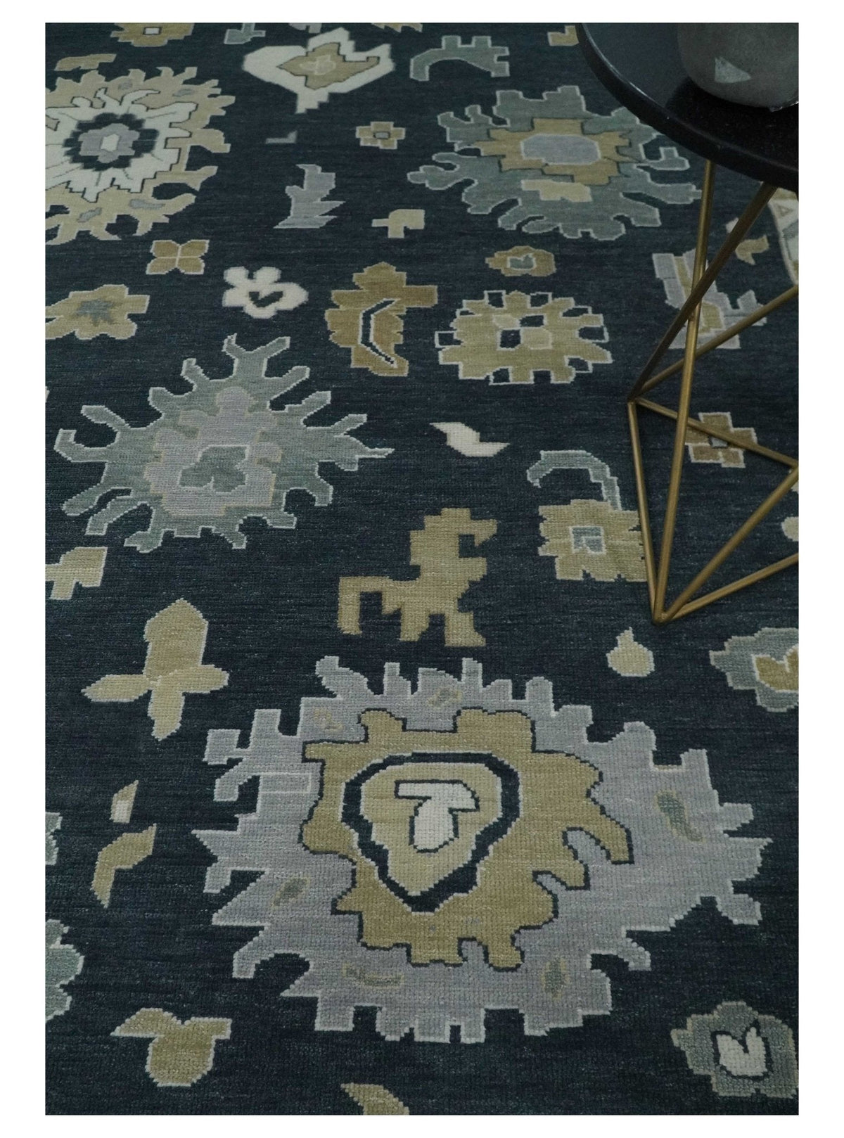 Traditional Hand Knotted Green, Beige, Silver and Ivory Multi Size Oushak Wool Area Rug.