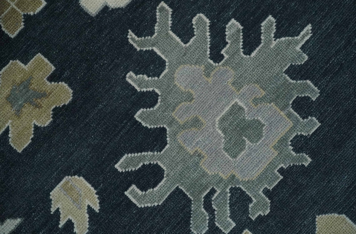 Traditional Hand Knotted Green, Beige, Silver and Ivory Multi Size Oushak Wool Area Rug.