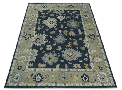 Traditional Hand Knotted Green, Beige, Silver and Ivory Multi Size Oushak Wool Area Rug.