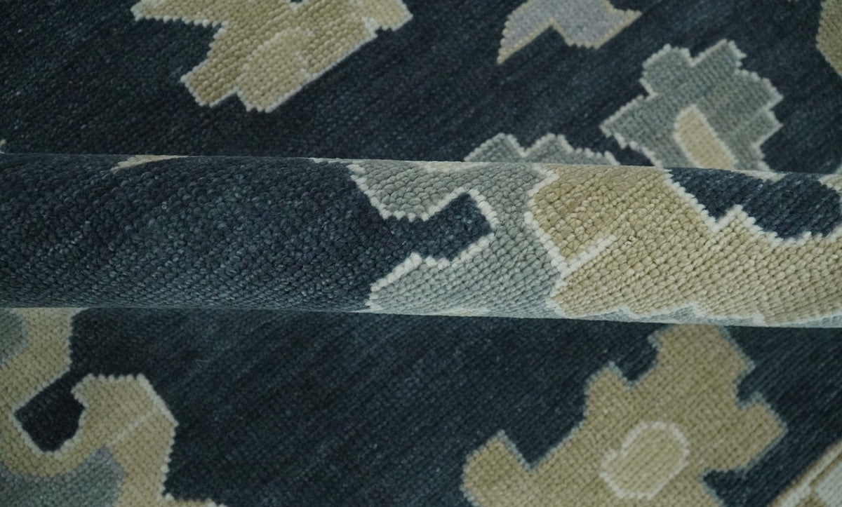 Traditional Hand Knotted Green, Beige, Silver and Ivory Multi Size Oushak Wool Area Rug.