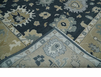 Traditional Hand Knotted Green, Beige, Silver and Ivory Multi Size Oushak Wool Area Rug.