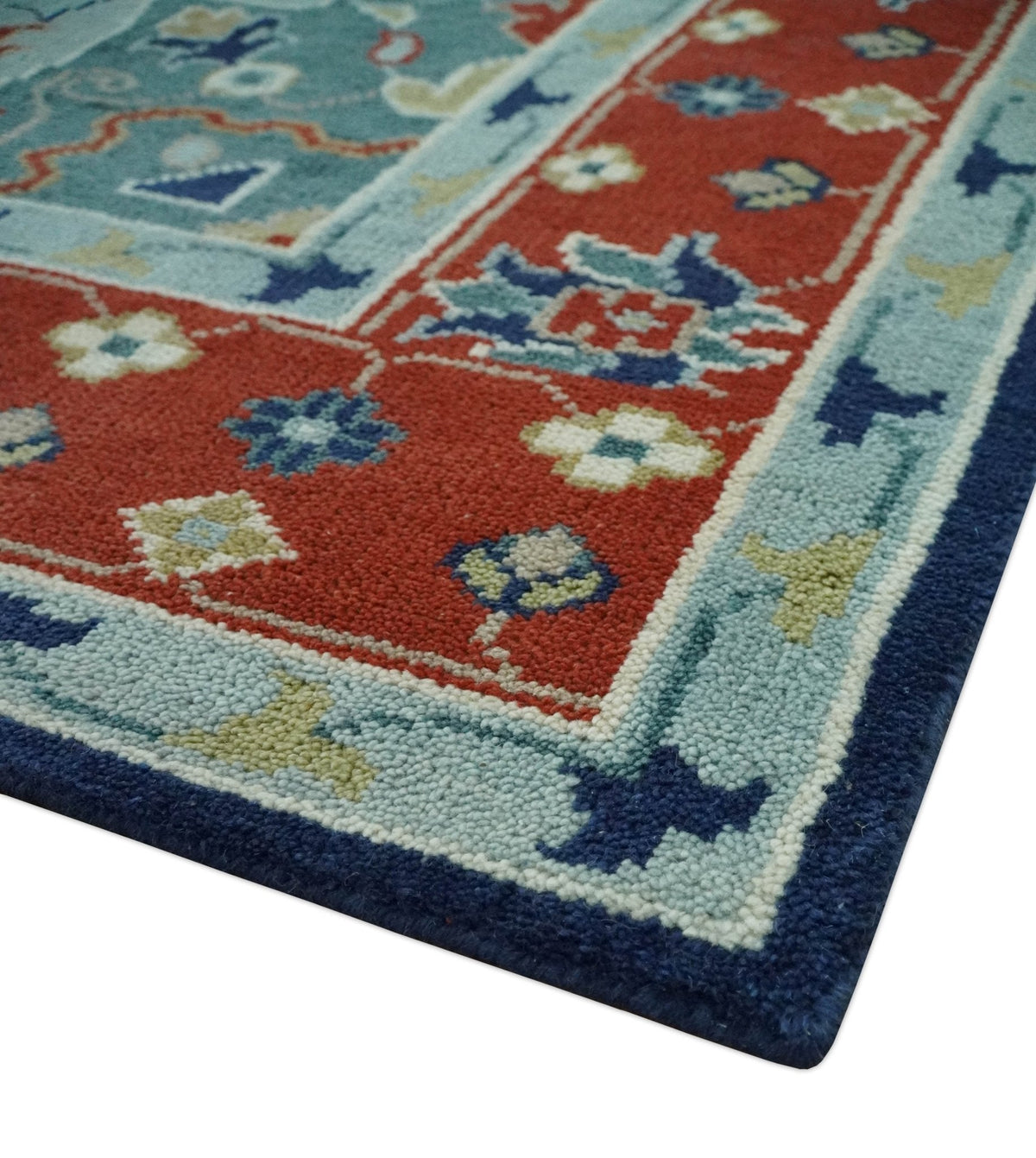 Traditional Heriz Brown, Blue and Gray Hand Knotted Custom Made Wool Area Rug.