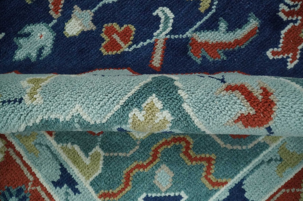 Traditional Heriz Brown, Blue and Gray Hand Knotted Custom Made Wool Area Rug.