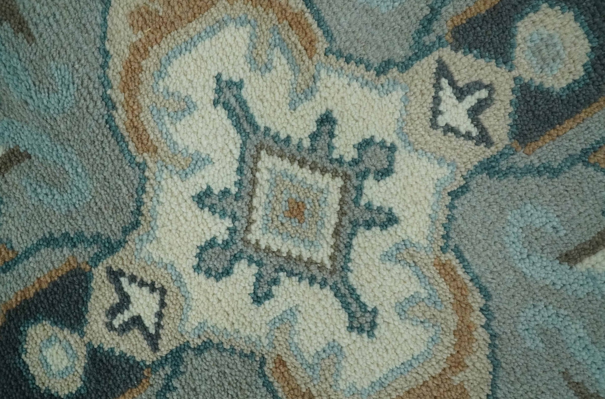 Traditional Heriz Gray and Ivory Floral Hand Knotted Custom Made wool Area Rug.