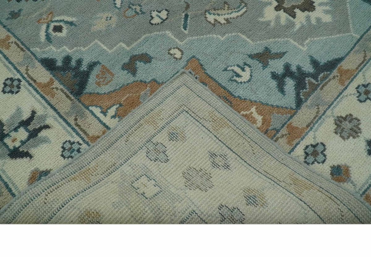 Traditional Heriz Gray and Ivory Floral Hand Knotted Custom Made wool Area Rug.