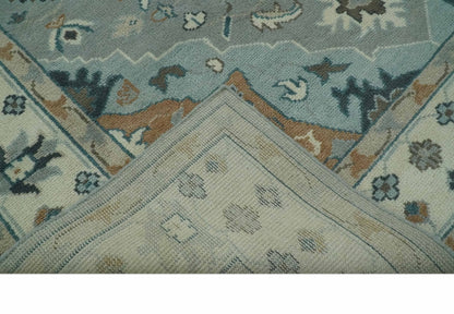 Traditional Heriz Gray and Ivory Floral Hand Knotted Custom Made wool Area Rug.