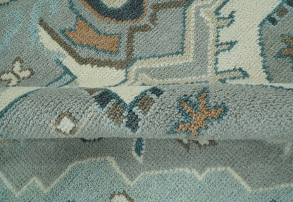 Traditional Heriz Gray and Ivory Floral Hand Knotted Custom Made wool Area Rug.
