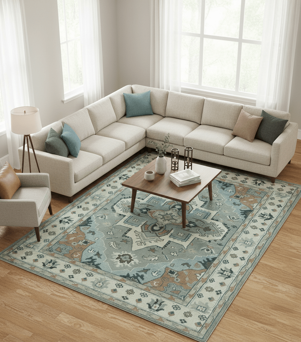Traditional Heriz Gray and Ivory Floral Hand Knotted Custom Made wool Area Rug.