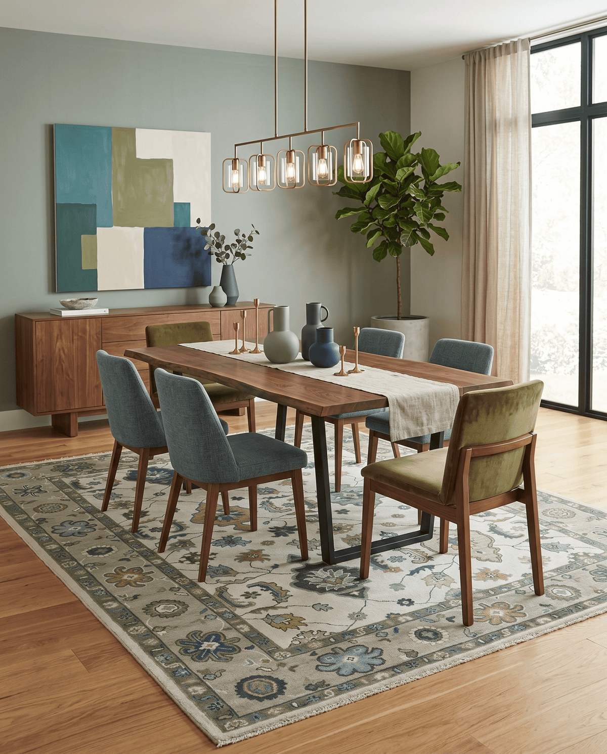 Traditional Ivory and Beige Hand Knotted Oriental Oushak Wool Area Rug.