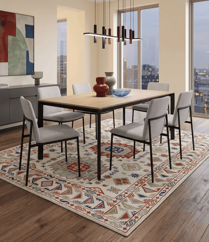 Traditional Mamluk design Ivory, Rust and Olive Hand knotted Multi Size wool rug.