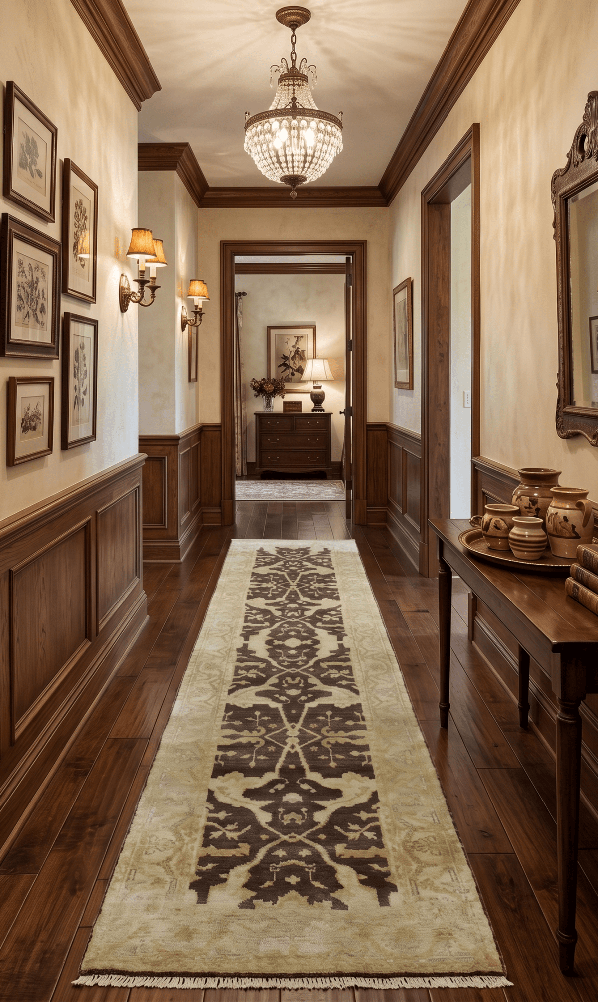 Traditional Oushak Brown and Beige Hand Knotted Wool Area Rug.