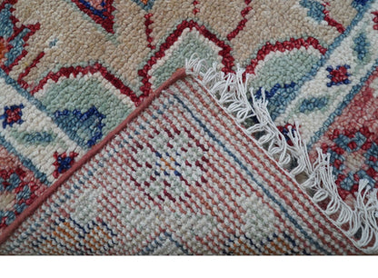 Traditional Serapi Design Blue And Pink Hand Knotted Wool Area Rug.