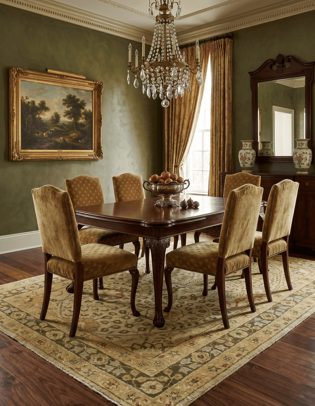 Traditional Style Gold Hand Tufted Wool Area Rug.