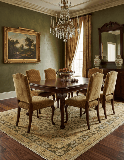 Traditional Style Gold Hand Tufted Wool Area Rug.
