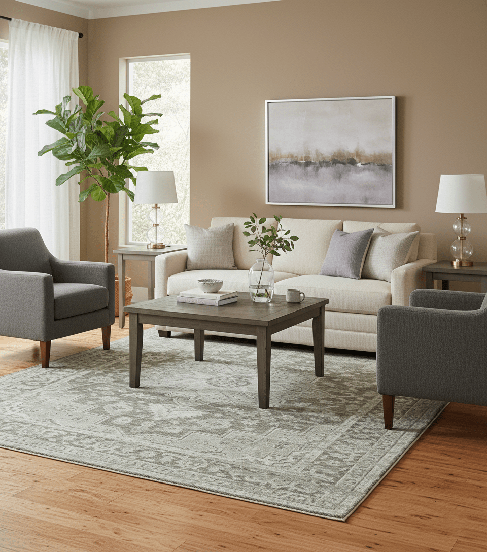 Traditional Turkish Design Beige And Brown Hand Knotted Custom Made wool rug.