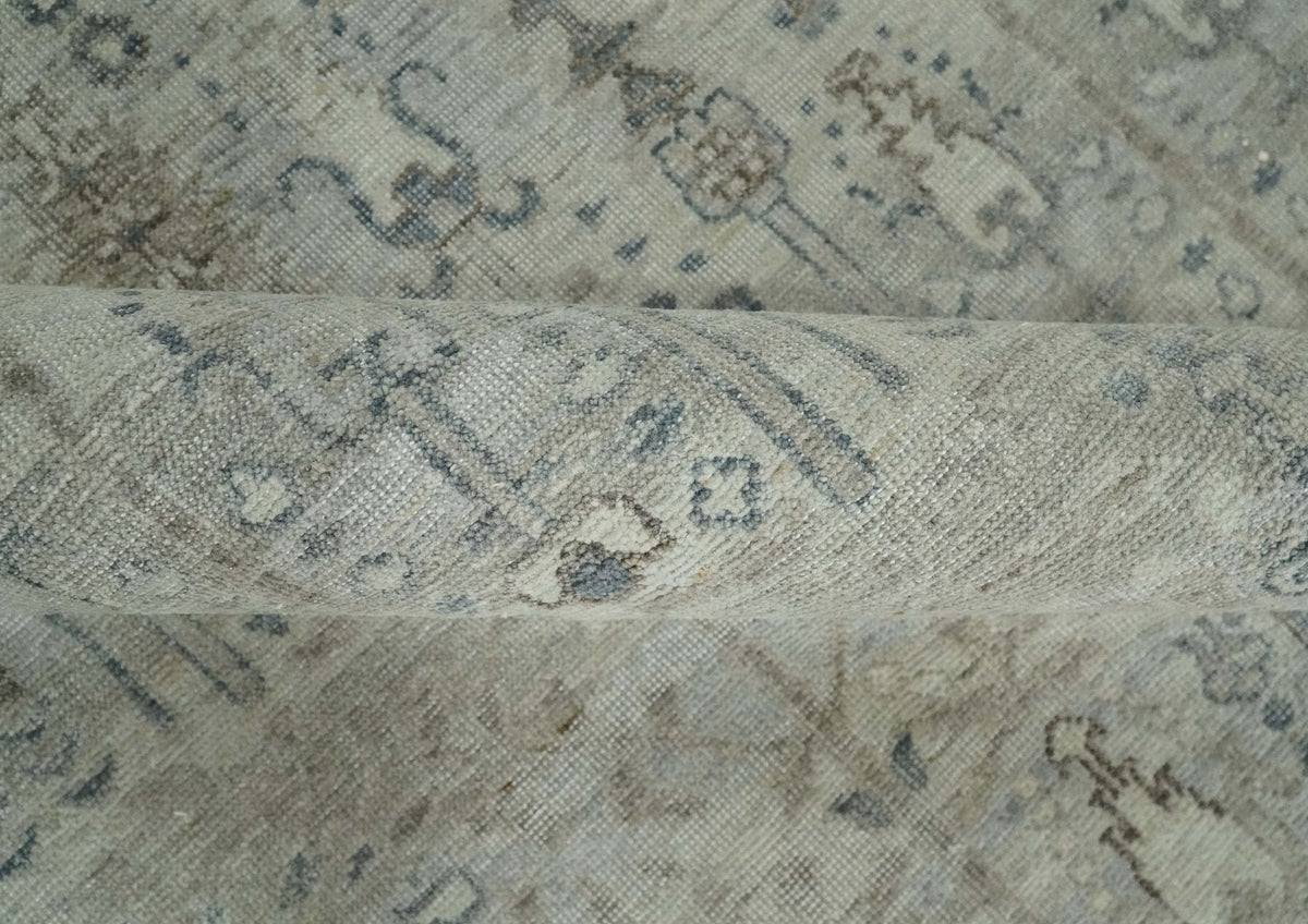 Tree of life Antique Distressed Finished Gray and Silver Low Pile Multi Size wool Area Rug.