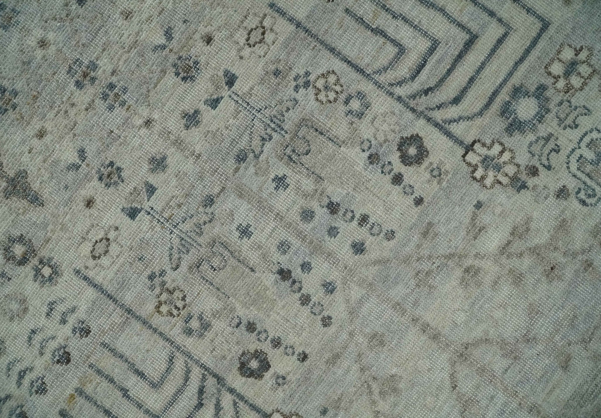 Tree of life Antique Distressed Finished Gray and Silver Low Pile Multi Size wool Area Rug.