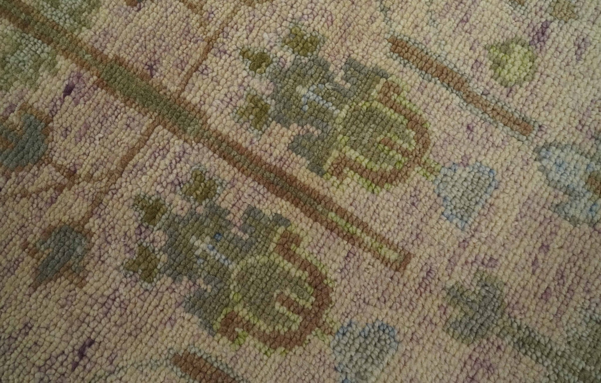 Tree of life Beige, Purple and Olive Hand Knotted Traditional Floral Custom Made wool rug.