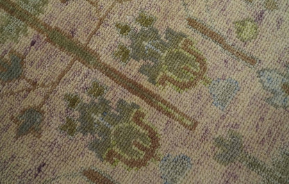 Tree of life Beige, Purple and Olive Hand Knotted Traditional Floral Custom Made wool rug.