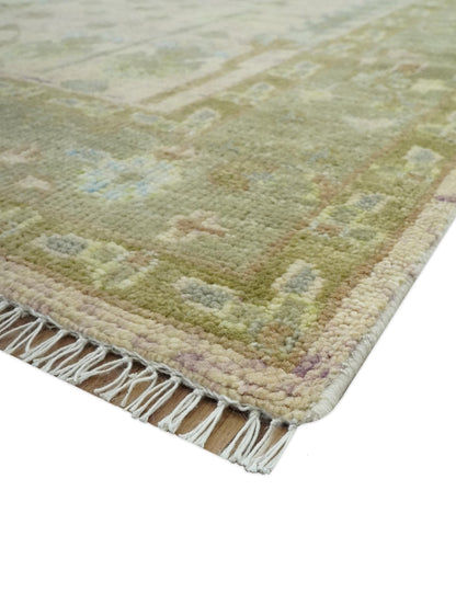 Tree of life Beige, Purple and Olive Hand Knotted Traditional Floral Custom Made wool rug.