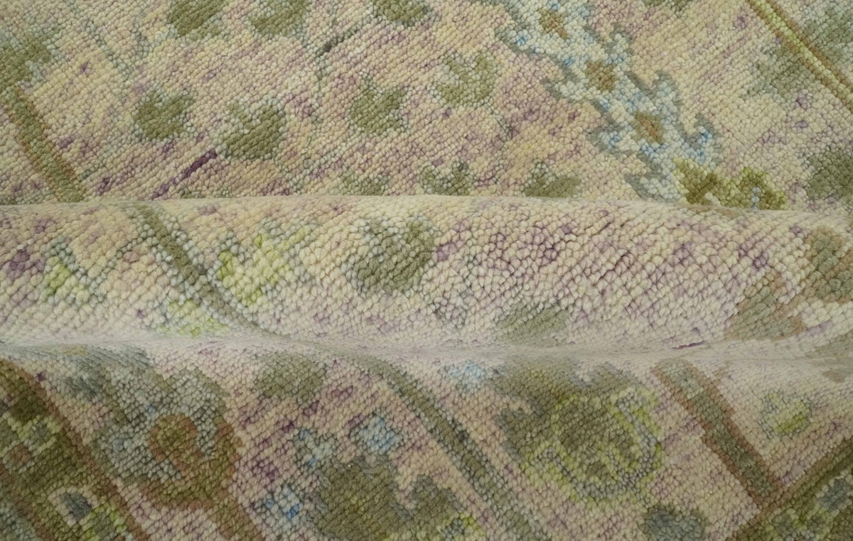 Tree of life Beige, Purple and Olive Hand Knotted Traditional Floral Custom Made wool rug.