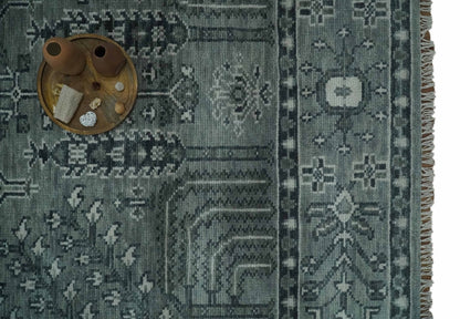 Tree of life Gray, Charcoal and Ivory Hand knotted Traditional Floral Multi Size wool Area Rug.