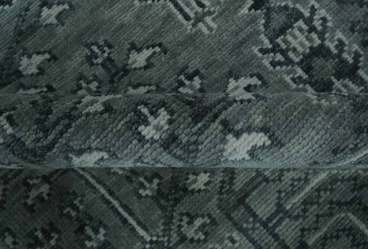 Tree of life Gray, Charcoal and Ivory Hand knotted Traditional Floral Multi Size wool Area Rug.