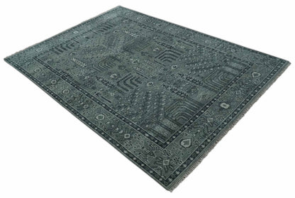 Tree of life Gray, Charcoal and Ivory Hand knotted Traditional Floral Multi Size wool Area Rug.