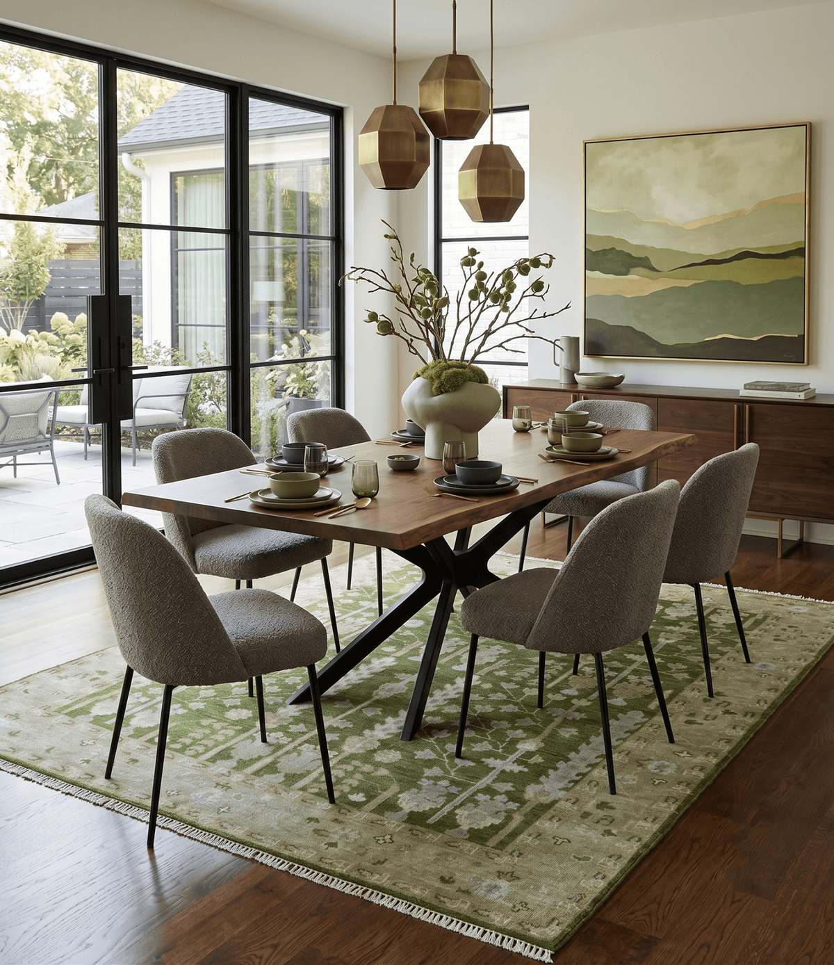 Tree of life Green and Silver Hand Knotted Traditional Custom Made wool rug.